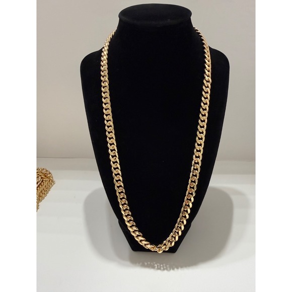 Jewelry - big cuban tight knit chain necklace 18k gold layered 24 inch 8.5mm lobster clasp